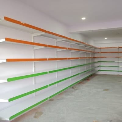 "I" Type Wall Mounted Display Wooden Rack (Ht-7 Feet, Width 3 Feet)