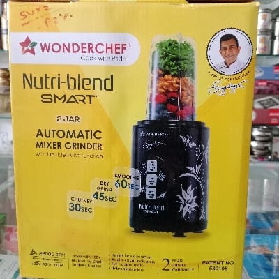 WONDER CHEF COOK WITH PRIDE NUTRI BLEND SMART 2 JAR AUTO MATIC MIXER GRINDER WITH DOUBLE PULSE FUNCTION 500.W MODEL CODE WCNBD01B2JSM01.1.PCS