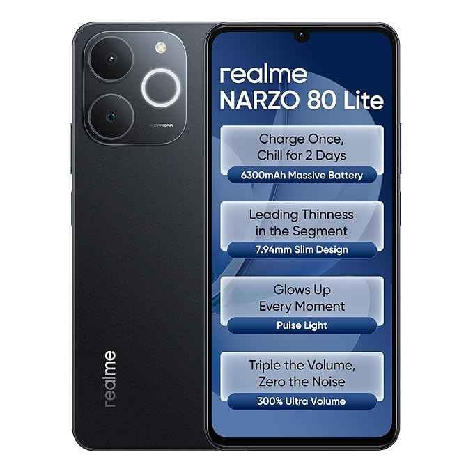 realme NARZO 80 Lite 4G (Obsidian Black, 4GB+64GB)