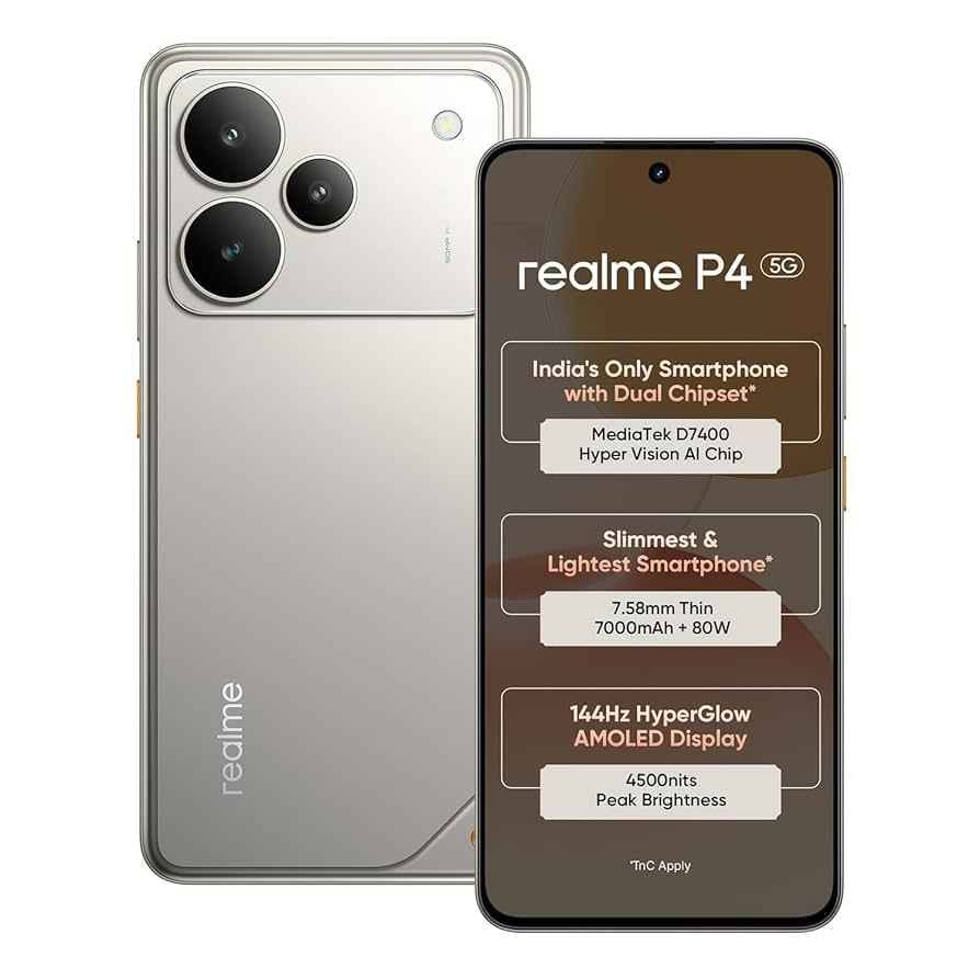 realme P4 5G (Steel Grey, 8GB RAM, 128GB Storage)