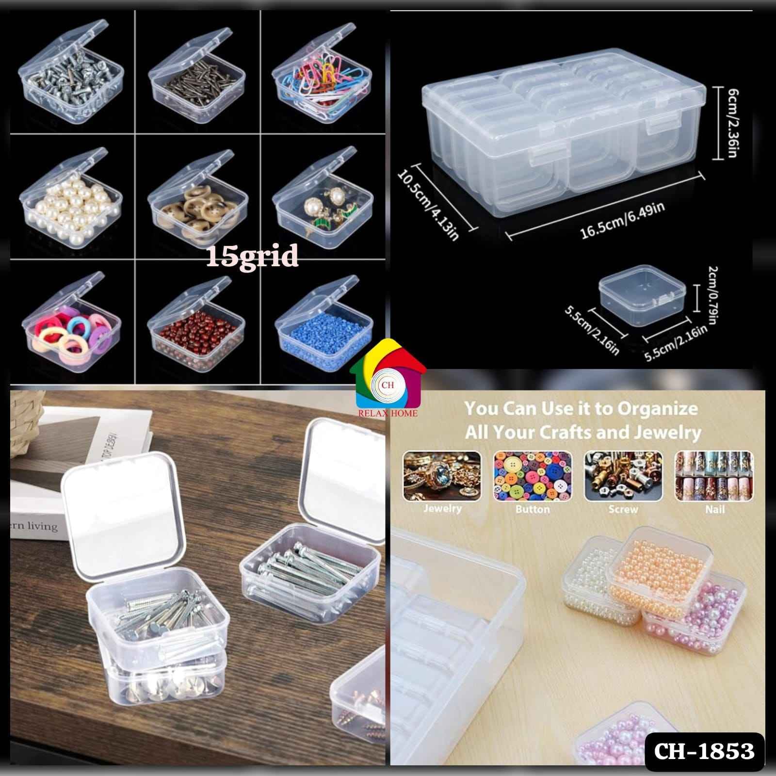 15 Pieces Small Clear Plastic Storage Box