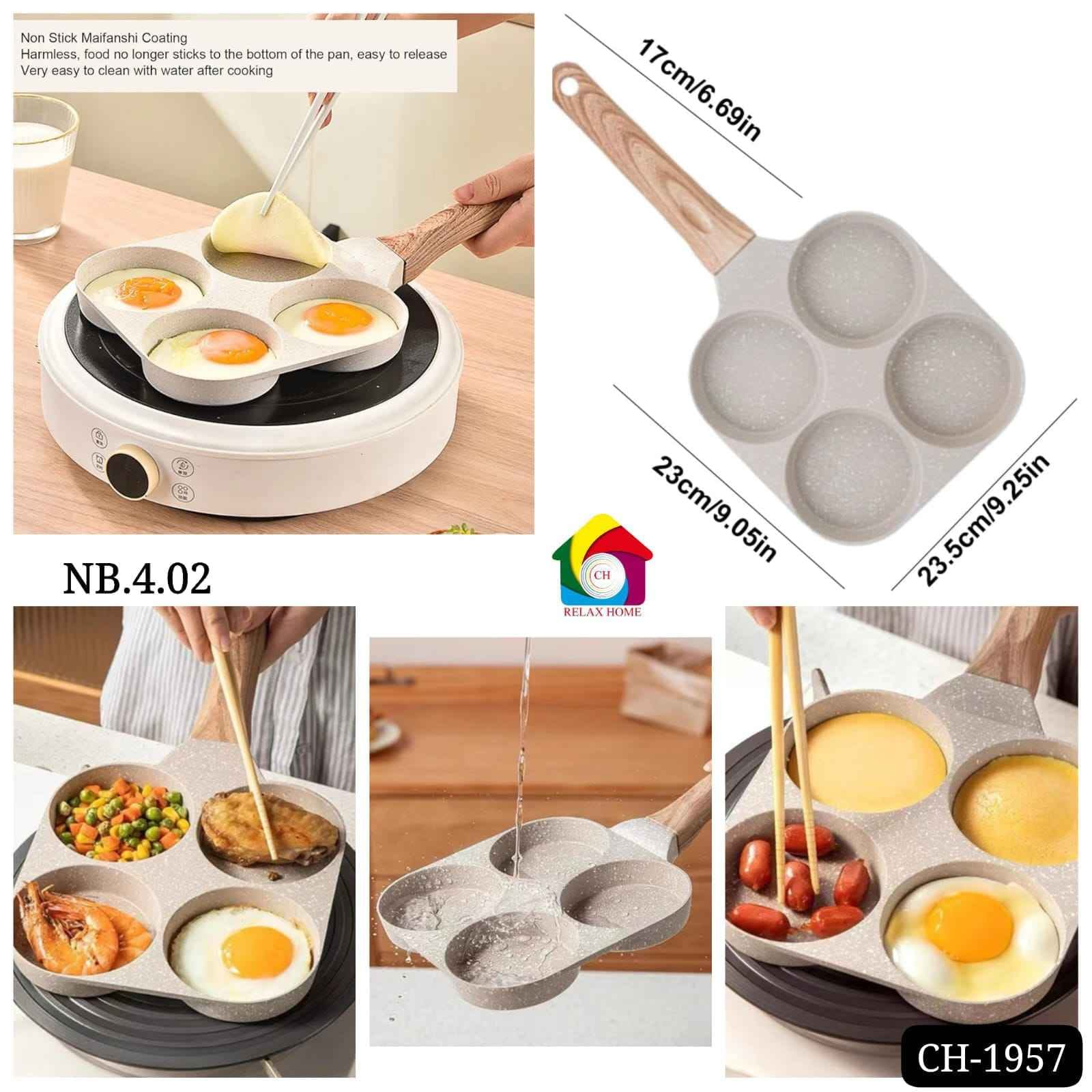 4.02 4 Hole Non Stick Egg Frying pan