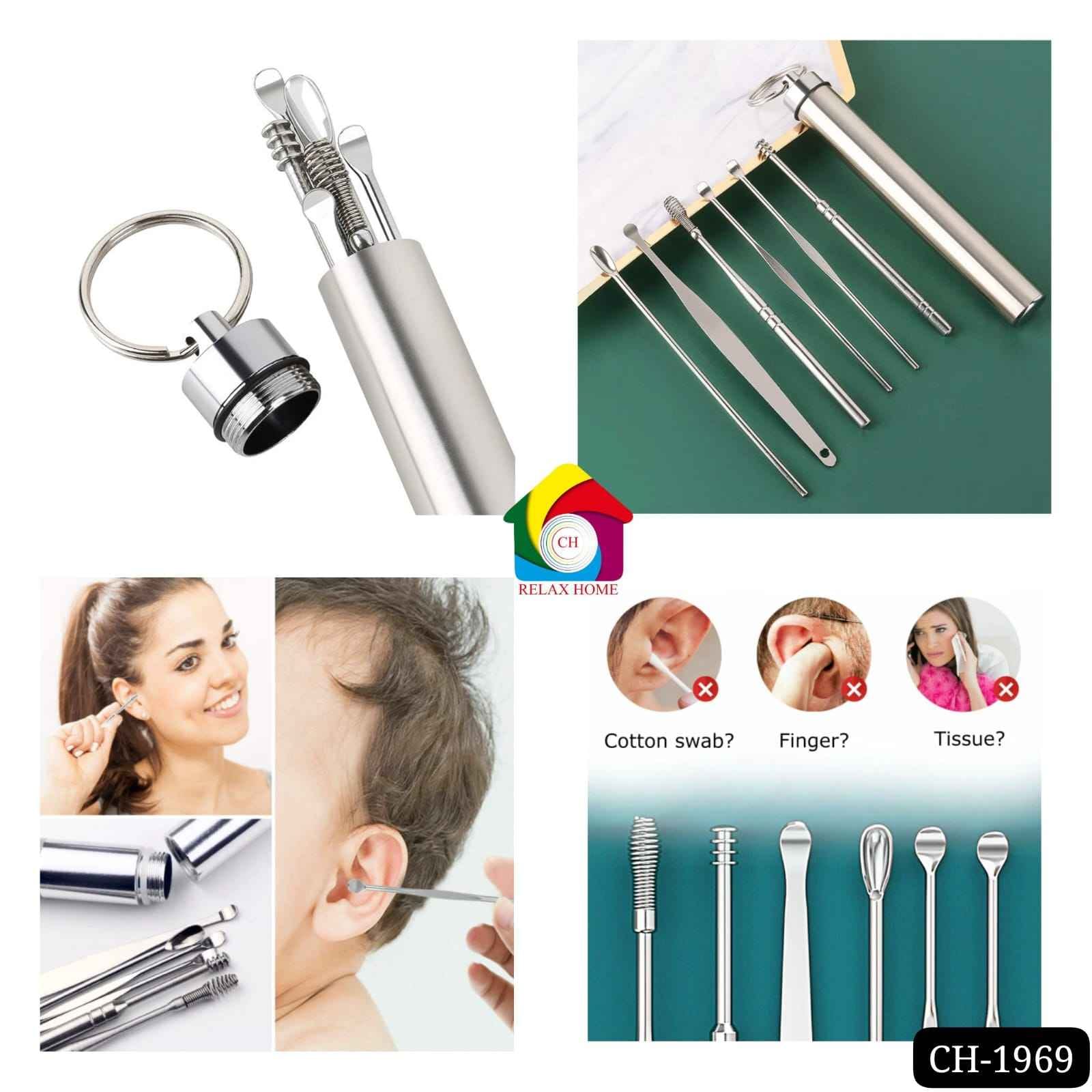 6 Pieces Ear Pick Wax Remover Stainless Steel