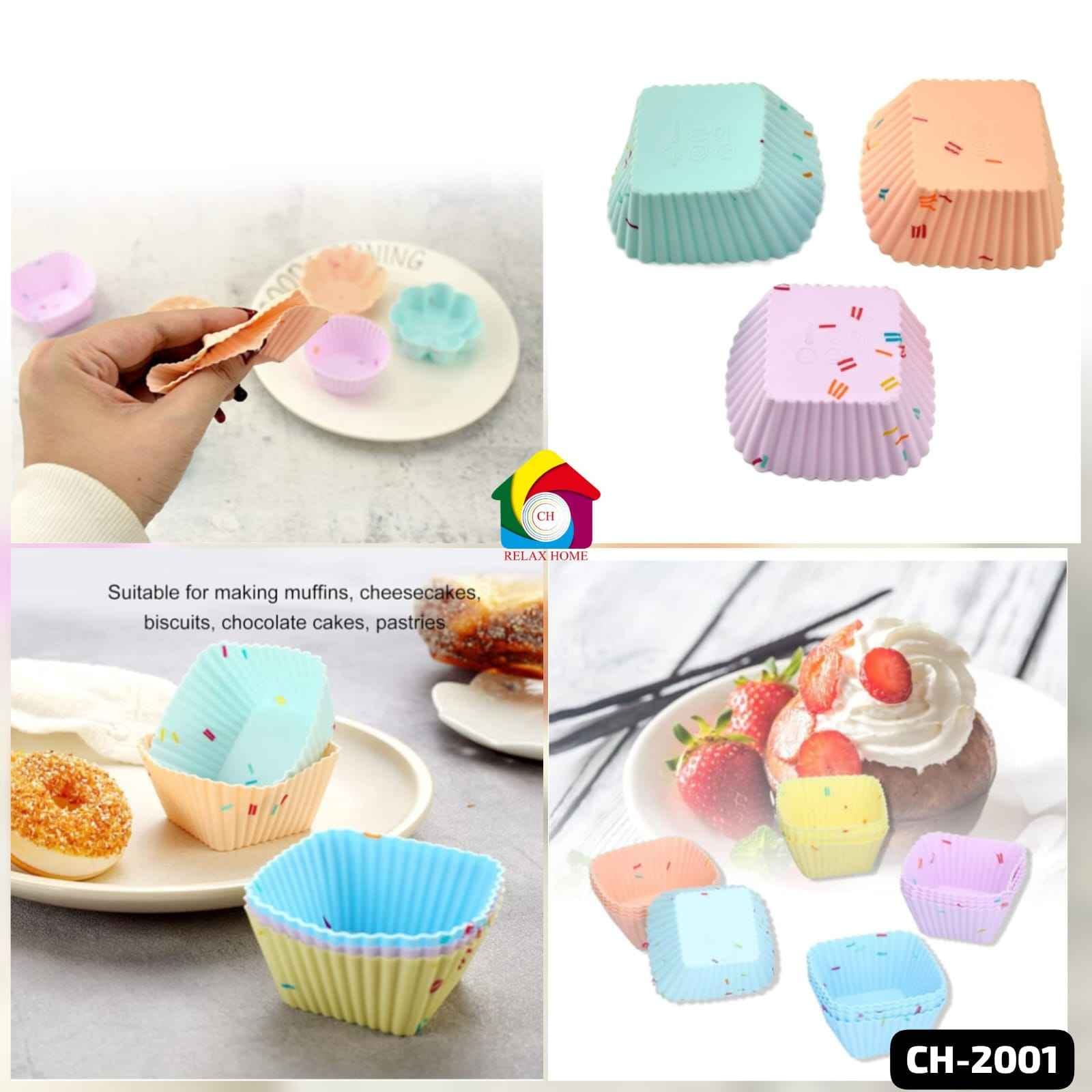 Square 6pcs Silicone Cupcake Baking Cups