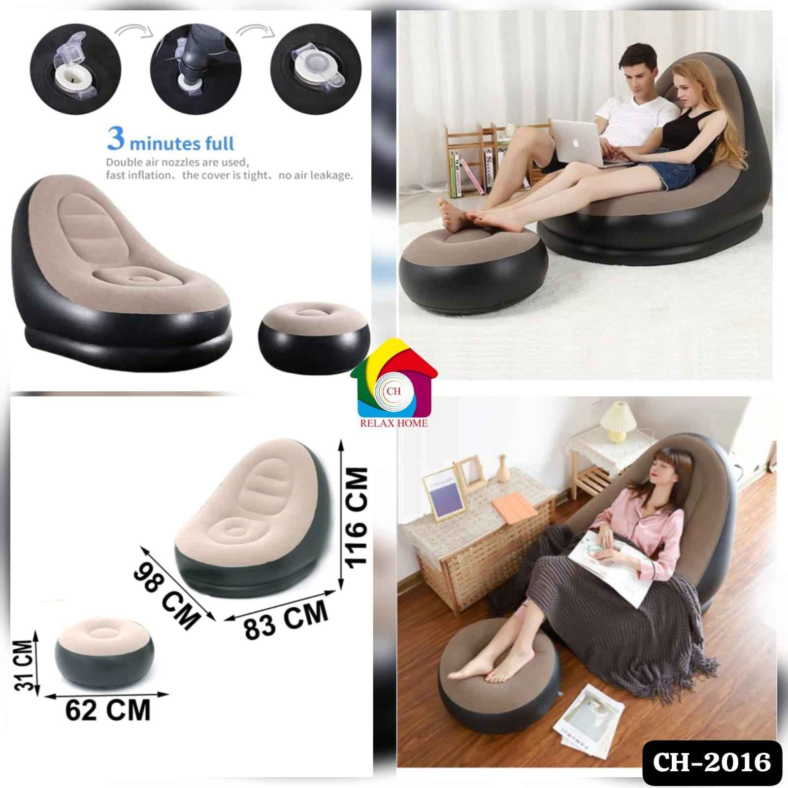 Air Inflatable Sofa Couch Chair with Footstool