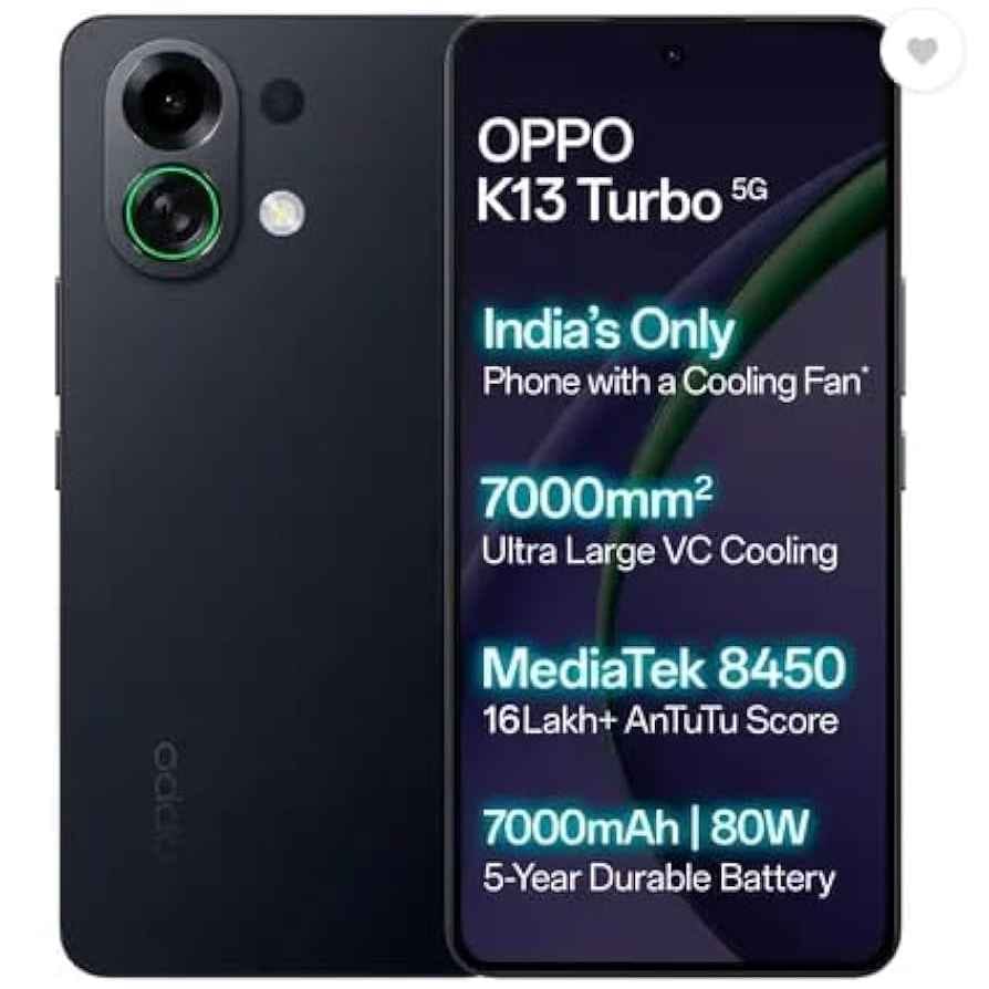 OPPO K13 TURBO 5G (Midnight Maverick, 8 GB RAM, 128 GB Storage