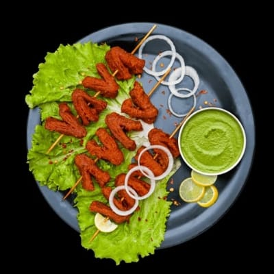 VEG SOYA MUTTON TIKKA (30 rs per stick in 1 stick 4 pcs)