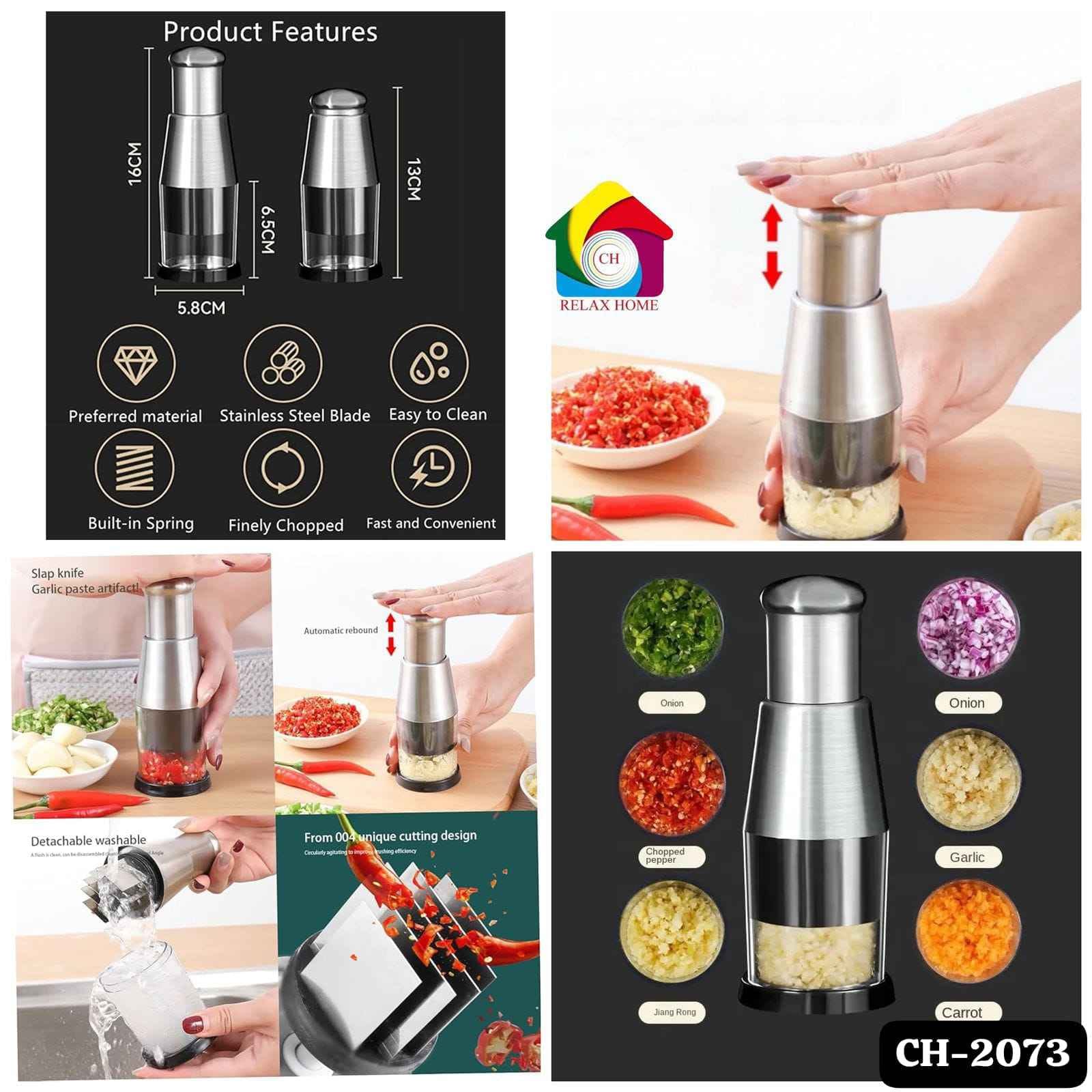 Knife Stainless Steel Garlic Press