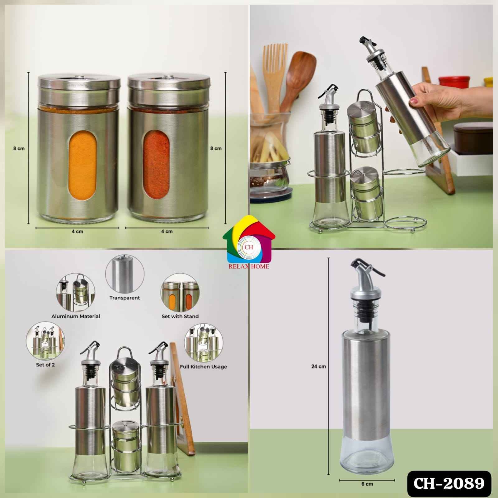 Set Salt&Pepper& 2 Oil Dispenser Set
