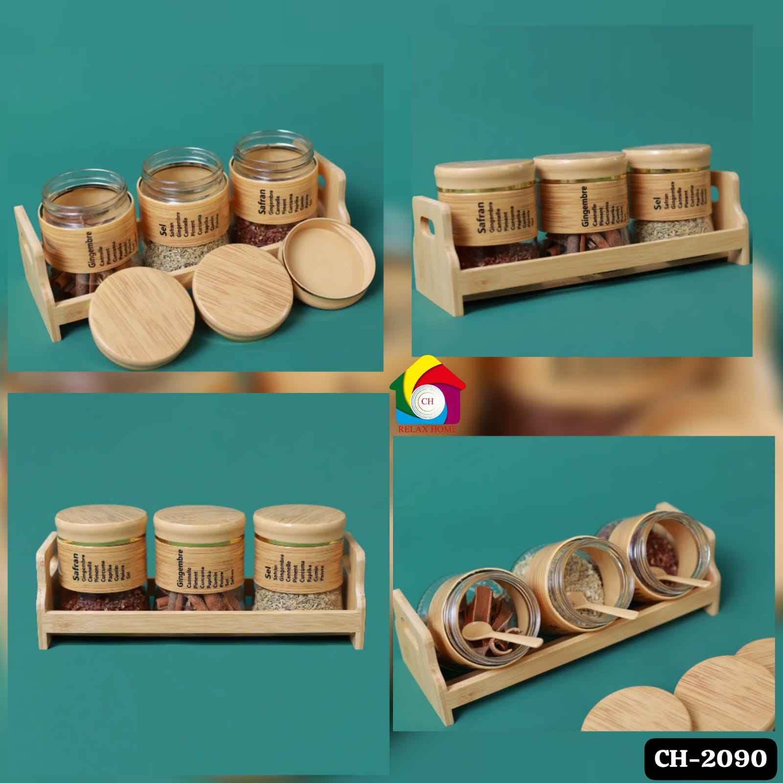 3pc bamboo spice rack