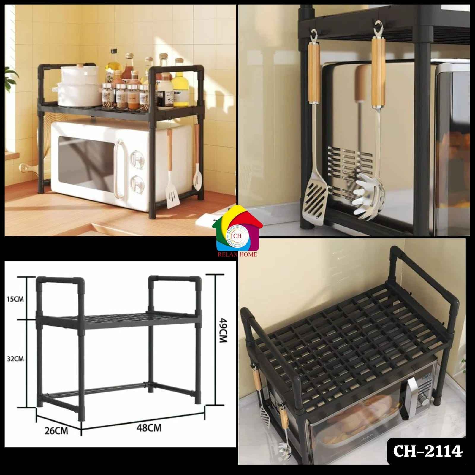 Kitchen Microwave oven Storage Rack 2 tire