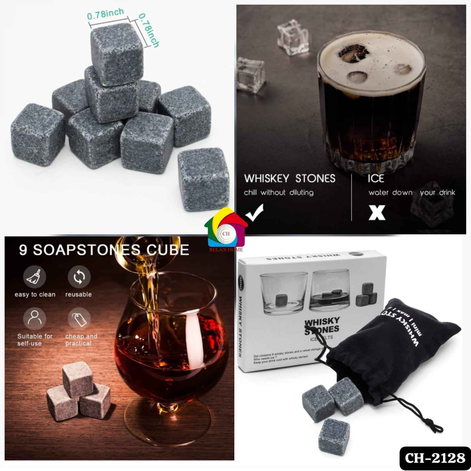 9pcs Natural Black stone