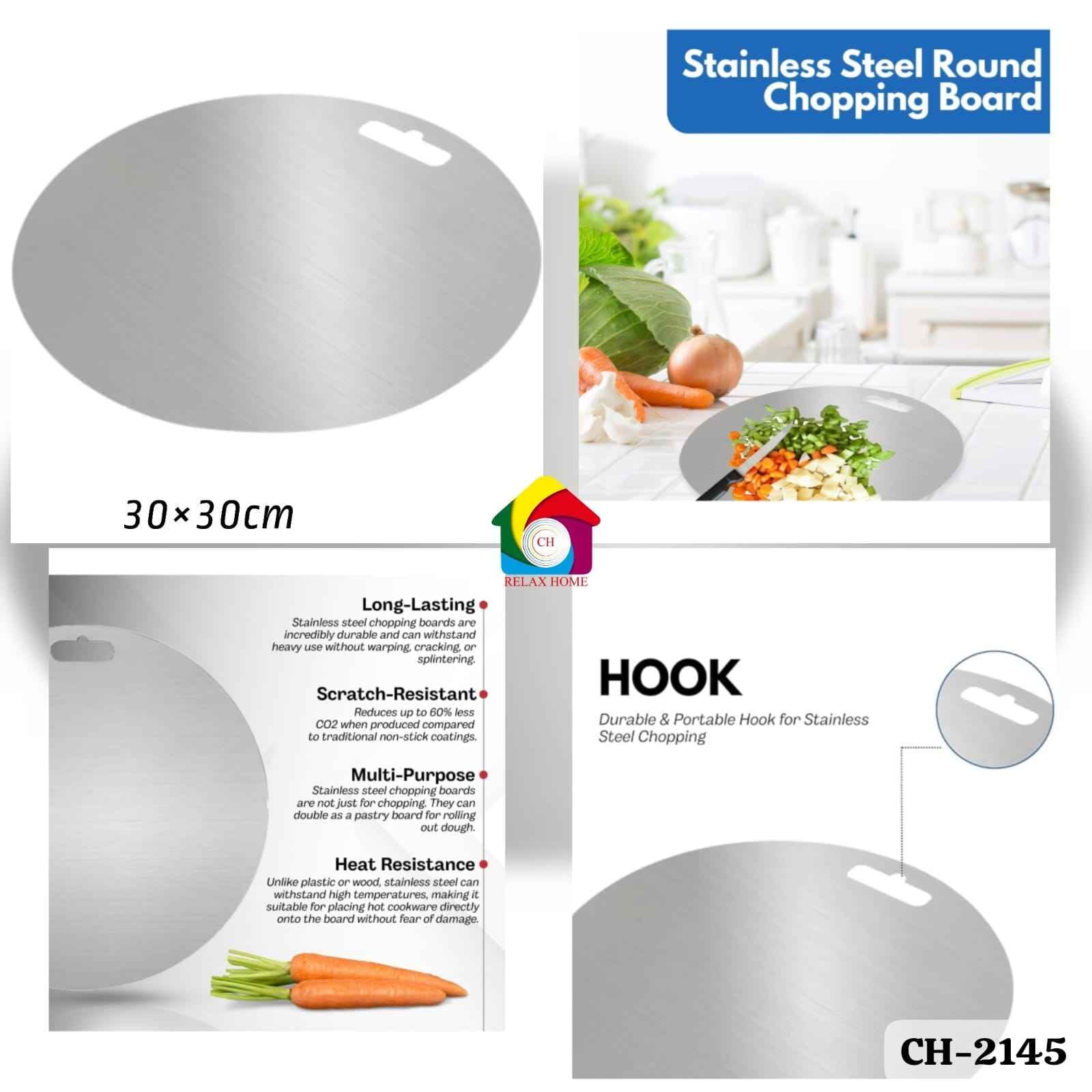 30*30cm Round Steel Chopping Board