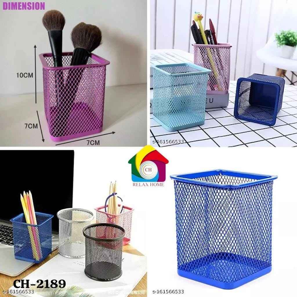 square metal pen stand of 2pcs set