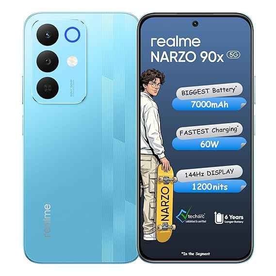 realme NARZO 90x 5G (Flash Blue, 6GB RAM, 128GB Storage)