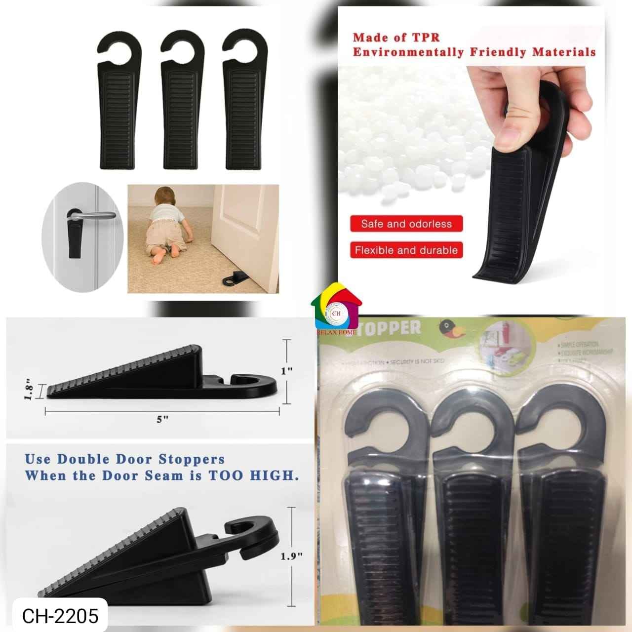 3 Pack Rubber Hook Type Door Stopper