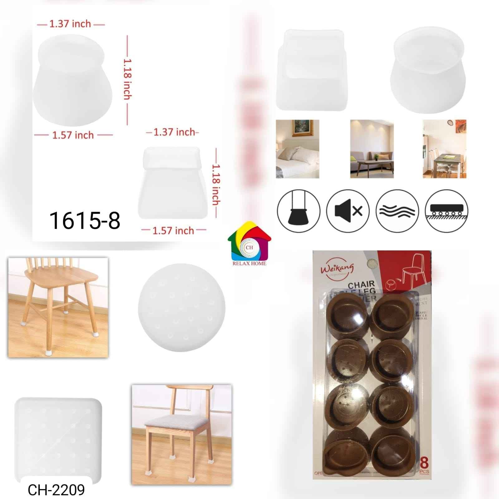 8pcs round silicone chair leg floor pad