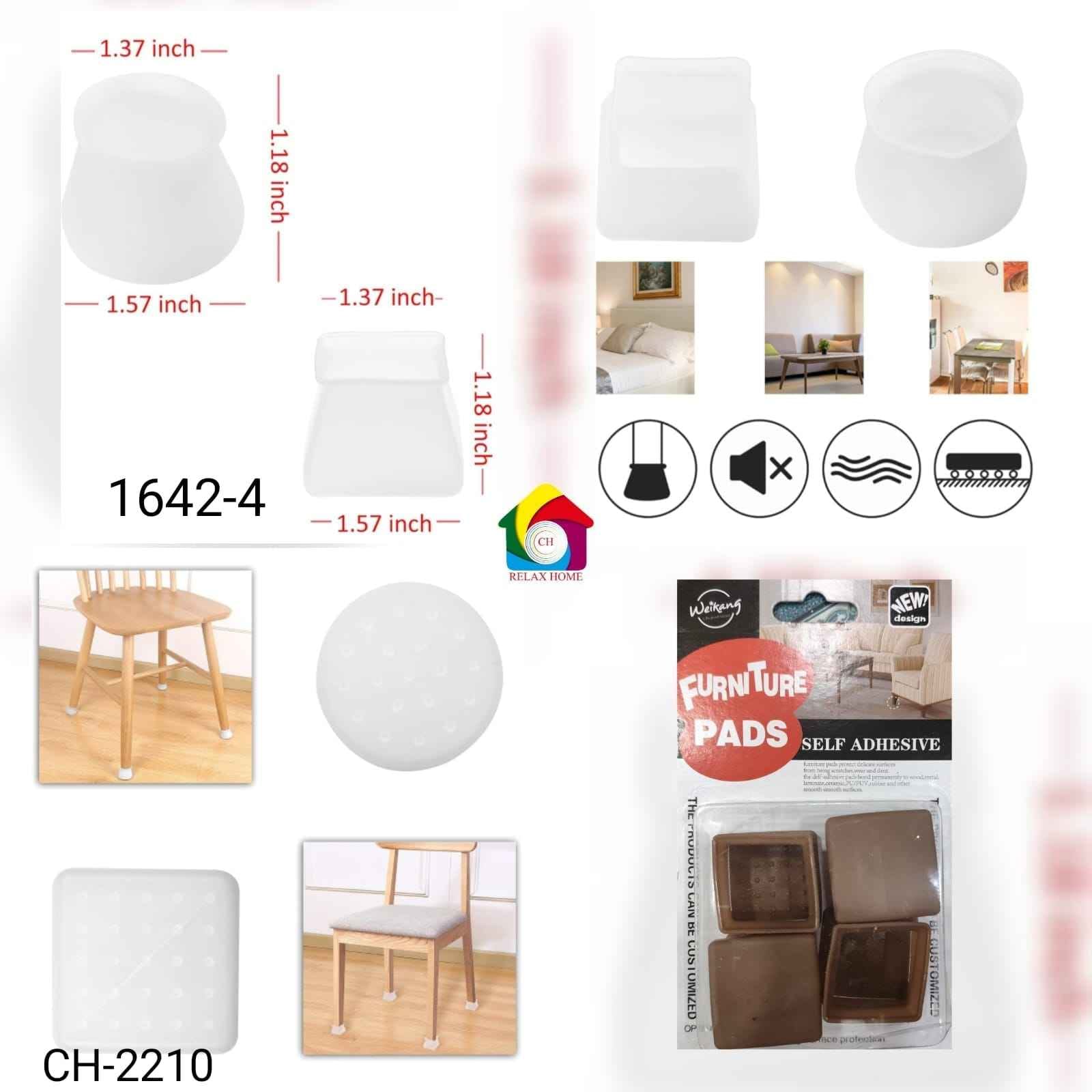 4pcs square silicone chair leg pad