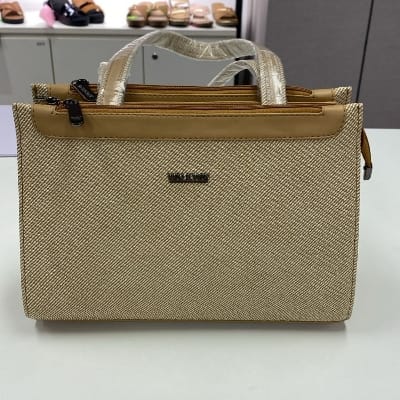 Women Casual Handbag (Jute 3 Zip Handbag)