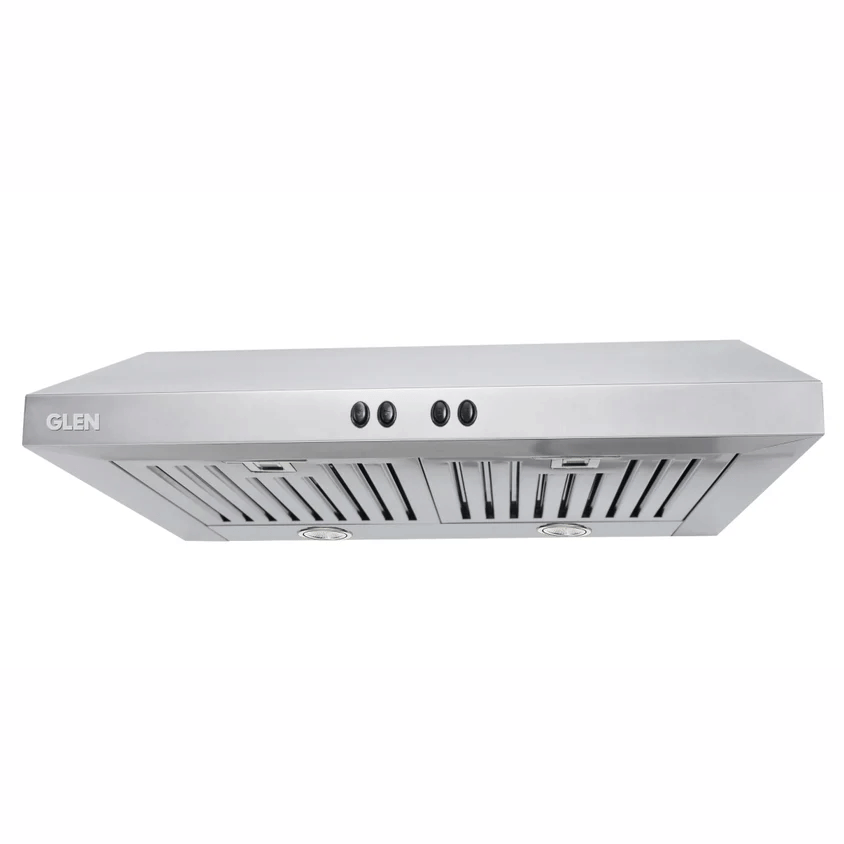 GLEN Cooker Hood 6001 SS 60 PB BF-LTW - GLEN Straight Line Kitchen Chimney Push Button Baffle filters 60cm 1000 m3/h -Silver (6001 SS PB)