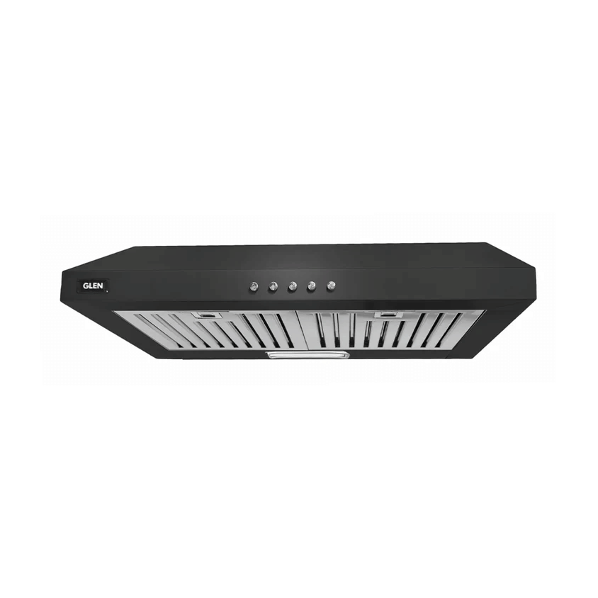 GLEN Straight Line Kitchen Chimney with Push Button Baffle filters 60cm 1000 m3/h -Black (6000 DX BL)