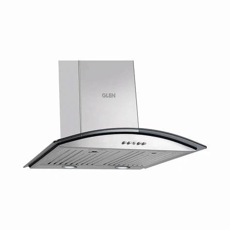 Electric Kitchen Chimney, Curved Glass SS Baffle filters 60cm 1100 m³/h - Black (6071 IN BLK))