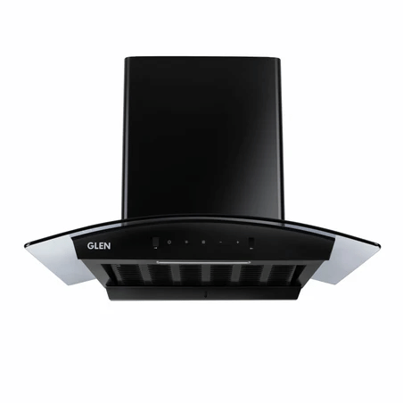 GLEN Auto Clean Curved Glass Filter less Kitchen Chimney with Motion Sensor 1200 m3/h (6058 BL Auto Clean)