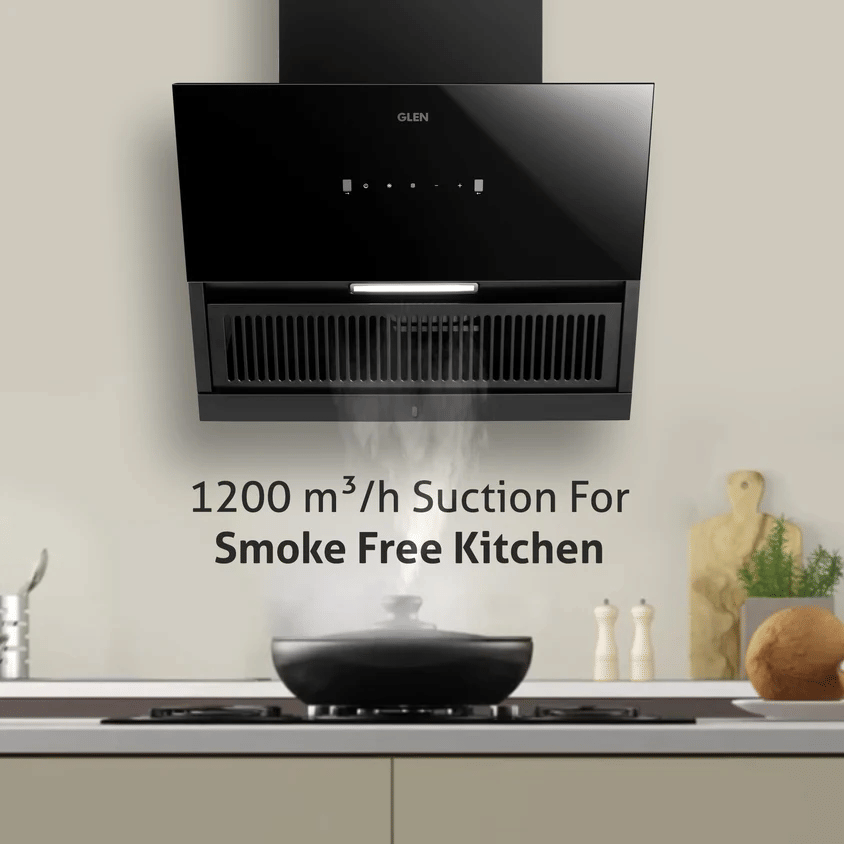 GLEN (CH6064AC) 60/90cm Auto Clean Glass Filterless Chimney with Motion Sensor 1200 m3/h