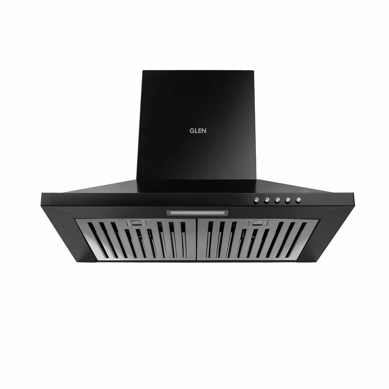 GLEN (6050 IN BLK) 60cm Electric Kitchen Chimney, Pyramid Shape SS Baffle filters 1100 m³/h - Black