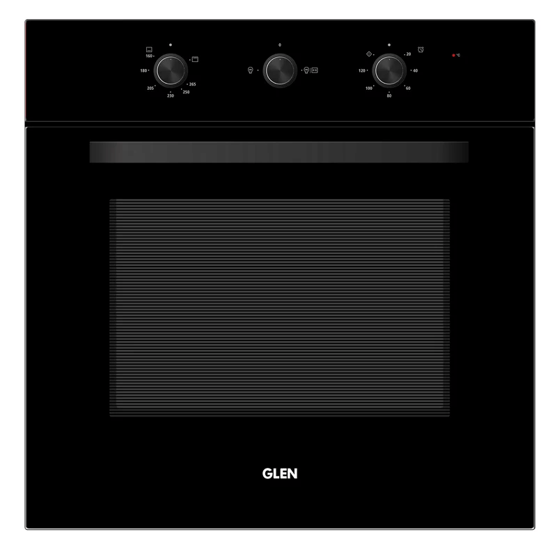 GLEN Built in Oven 664 Gas Black - Built in Gas Oven 75L with Turbo Fan - Works on LPG