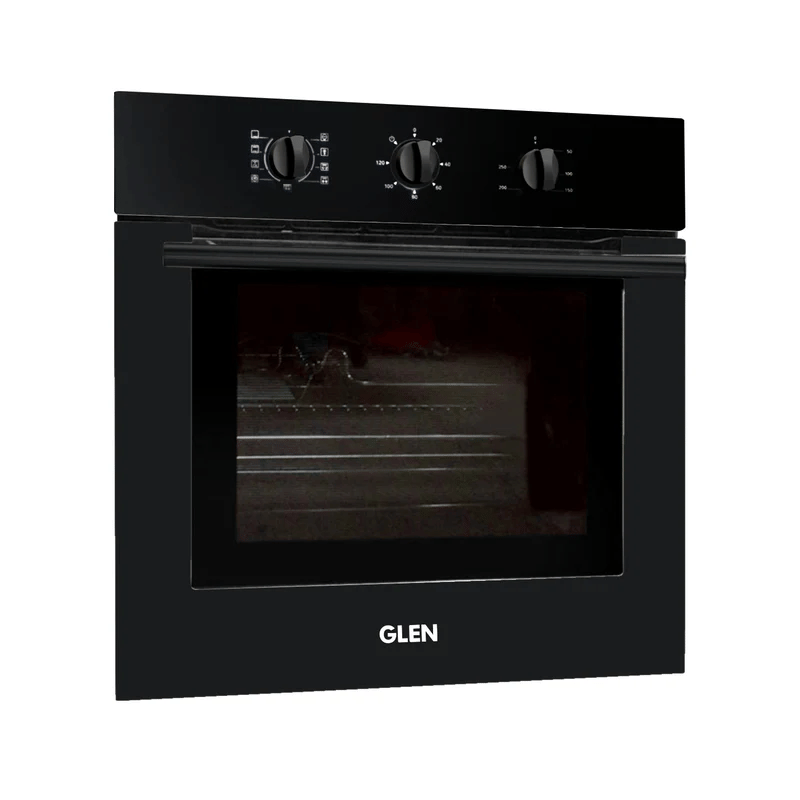 GLEN Built-In-Oven 660 MR+Turbo Black - Built in Oven Motorised Rotisserie Turbo Fan 78Ltr with Multi-function