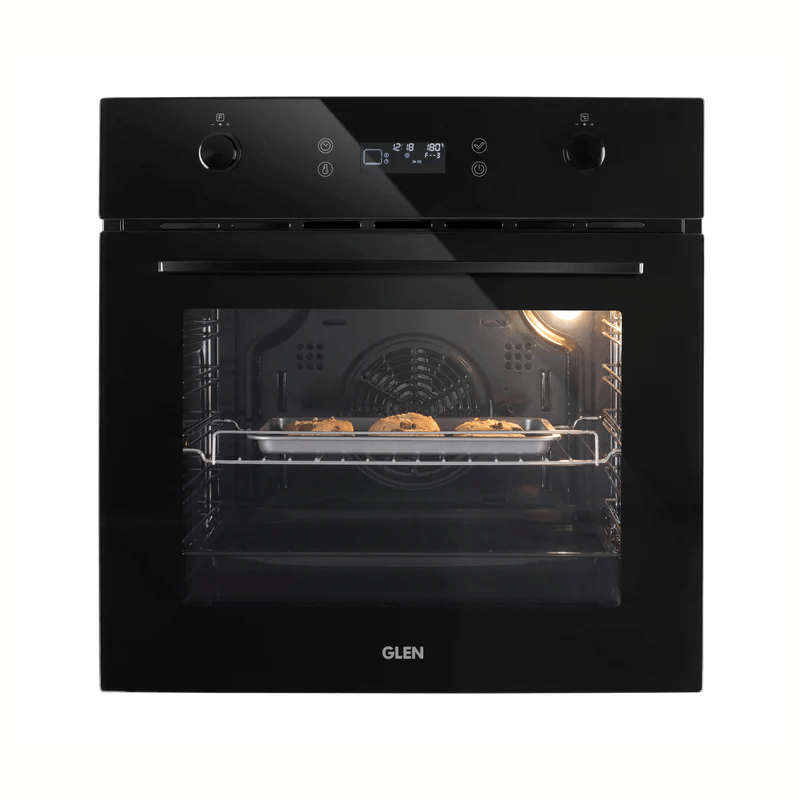 GLEN Built-In-Oven 653 Touch MR + Turbo Black - Built in Oven Motorised Rotisserie Turbo Fan 70Ltr with 12 Multi-functions