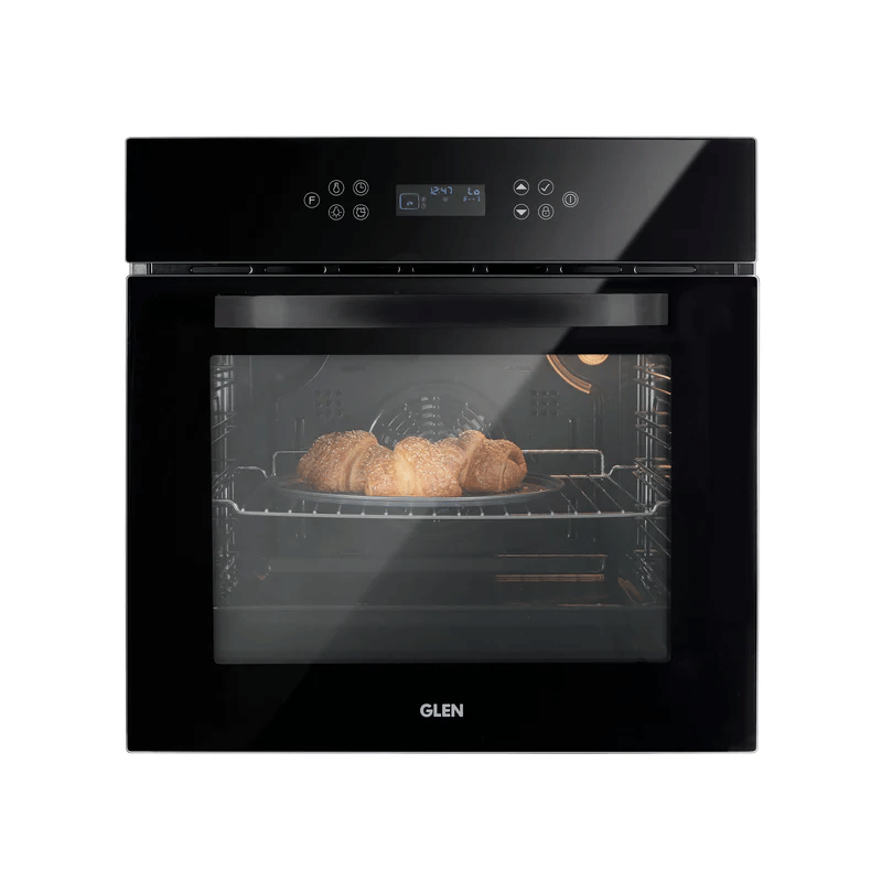 GLEN Built-In-Oven 652 Touch MR+Turbo Black - Built in Oven Motorised Rotisserie Turbo Fan 70Ltr with 12 Multi-functions