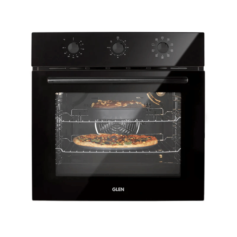 GLEN Built-In-Oven 651 MR+Turbo Black - Built in Oven Motorised Rotisserie Turbo Fan 70Ltr with 9 Multi-functions