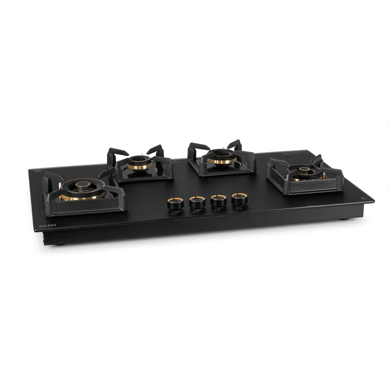 GLEN Built in Hob 1094 XL DFT HT 2TR MG - 4 Burner DFVS Matt Glass Hob with 2 Triple Ring Total Brass Burners Auto Ignition(BH1094XLDFTHT2TRMG)