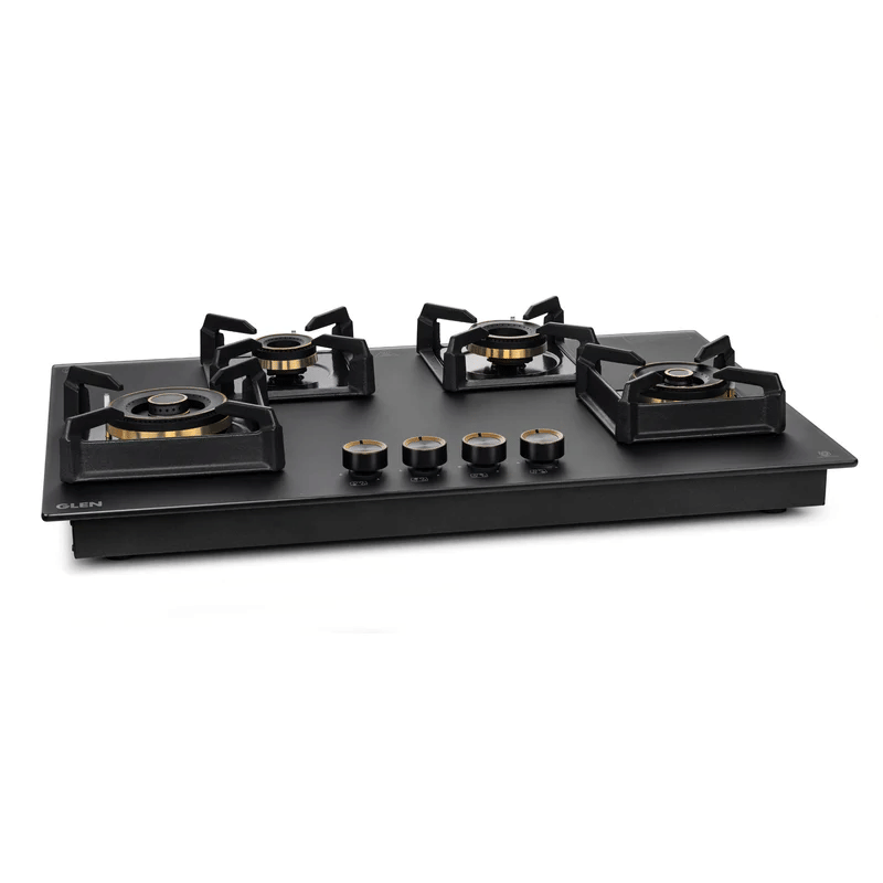 Built In Hob 1074 DFT HT 2TR MG 77 - 4 Burner DFVS Matt Glass Hob with 2 Triple Ring Total Brass Burners Auto Ignition (BH1074DFTHT2TRMG)