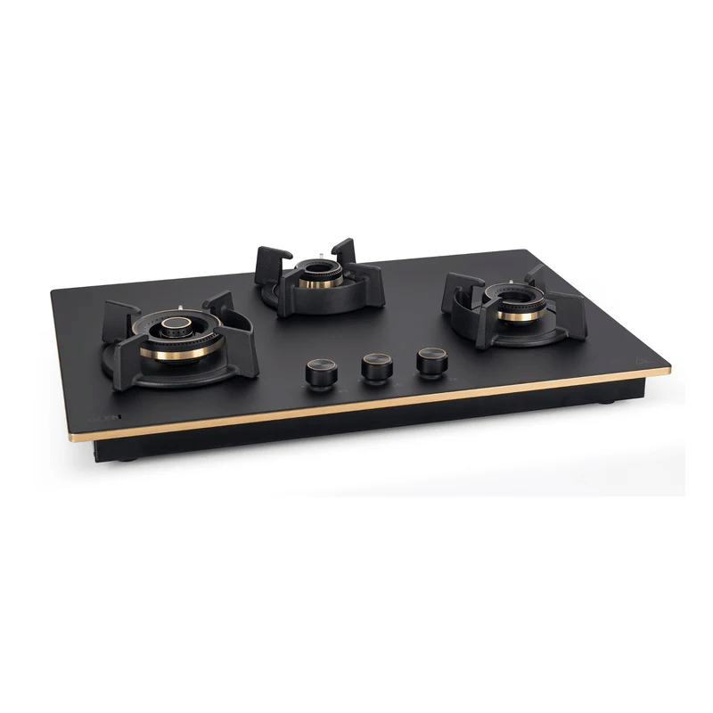 GLEN Built In Hob 1073 XL ROCI HT DFT MG77 - 3 Burner DFVS Matte Glass Hob Top Triple Ring Full Brass Burners Auto Ignition(BH-1073RCIHTDFTTRMG)