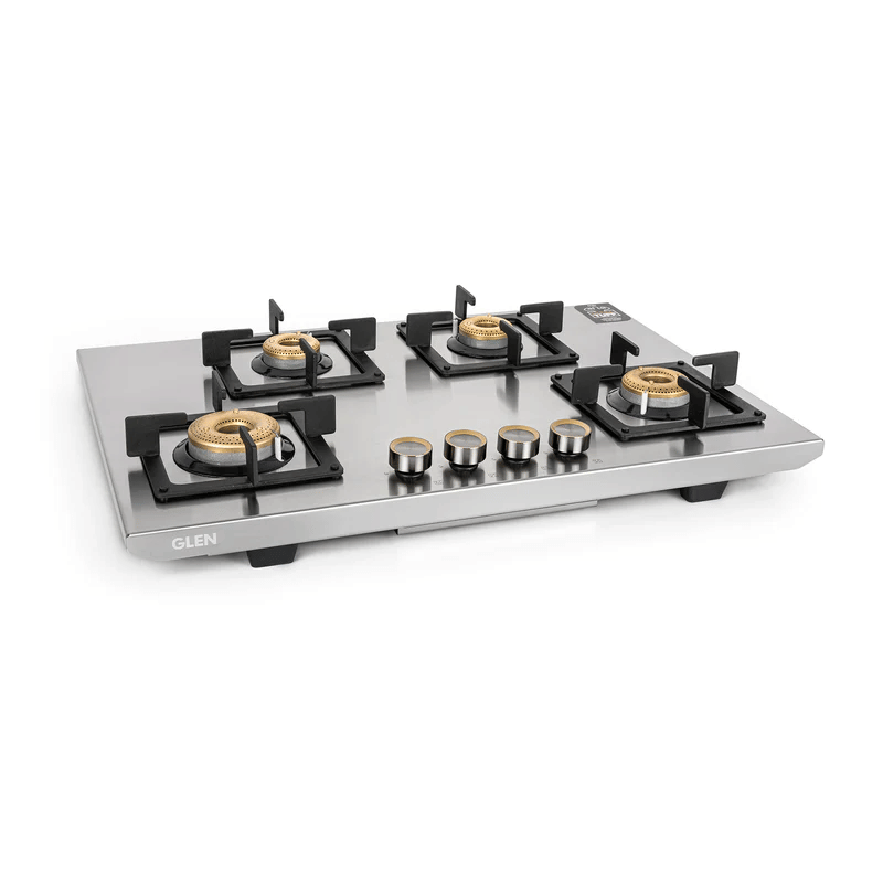 GLEN Hob Free Standing 1074 SQ UTSS AI 73 - 4 Burner Ultra Tuff Free Standing Hob with Forged Brass Burners Auto Ignition (BH1074SQFSUTSSAI)