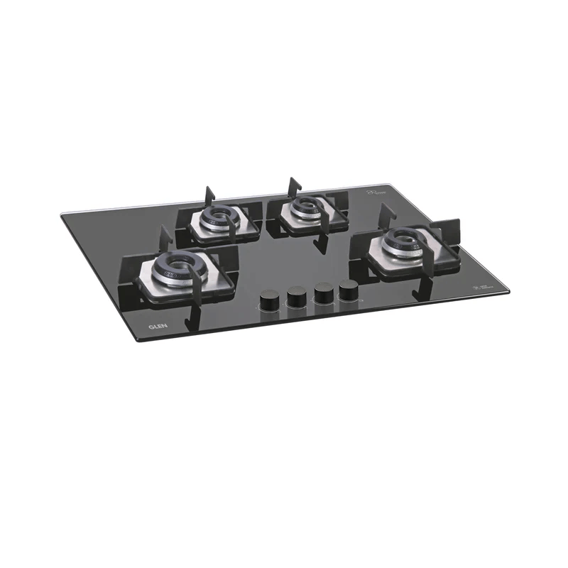 GLEN Built In Hob 1074 SQ IN - 4 Burner Built-in Glass Gas Hob with Italian Double Ring Burner Auto Ignition (1074 SQ IN)