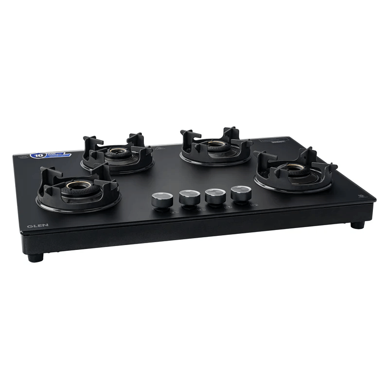 GLEN 4 Burner Ultra Slim Matt Glass LPG Stove with High Flame Forged Brass Burner (CT1045USMG)