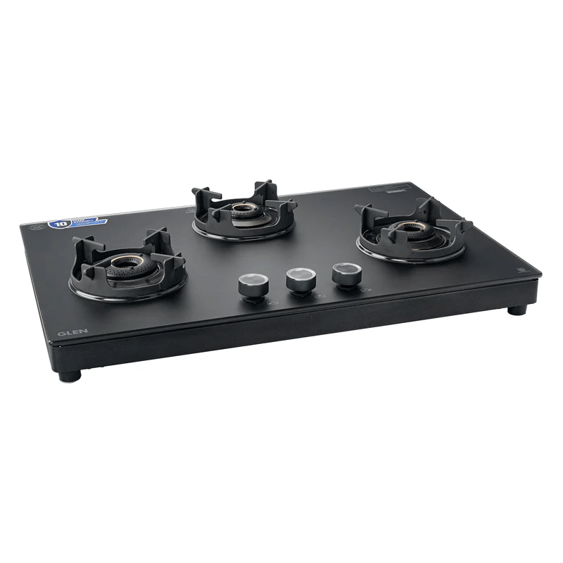 GLEN LPG Stove 1037 Ultra Slim MG 75 - 3 Burner Ultra Slim Matt Glass LPG Stove with High Flame Forged Brass Burner (CT1037USMG)