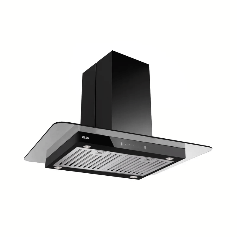 GLEN Cooker Hood 1022 Island MS 60cm 1250 - Island Kitchen Chimney Glass Motion Sensor Baffle filters 60cm 1250 m3/h - Black (CH1022MSISBL60)
