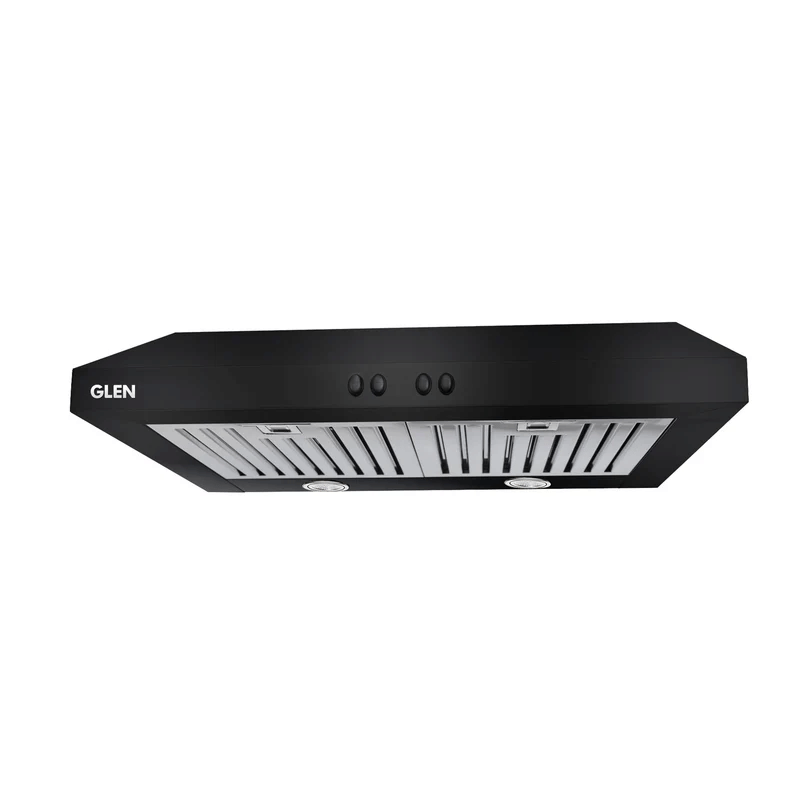 GLEN Cooker Hood 6001 BL 60 PB BF-LTW - Straight Line Kitchen Chimney Push Button Baffle filters 60cm 1000 m3/h -Black (6001 BL PB)