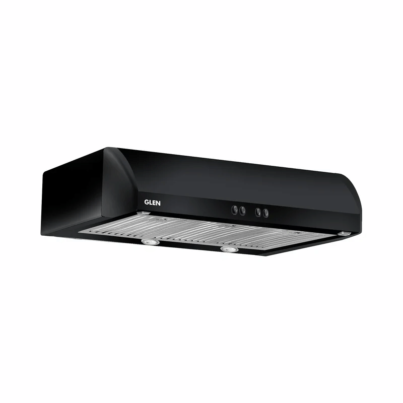GLEN Cooker Hood 6014 BLACK PB BF 90 LTW - Straight Line Kitchen Chimney Push Button Baffle filters 90cm 1000 m³/h - Black (6014)