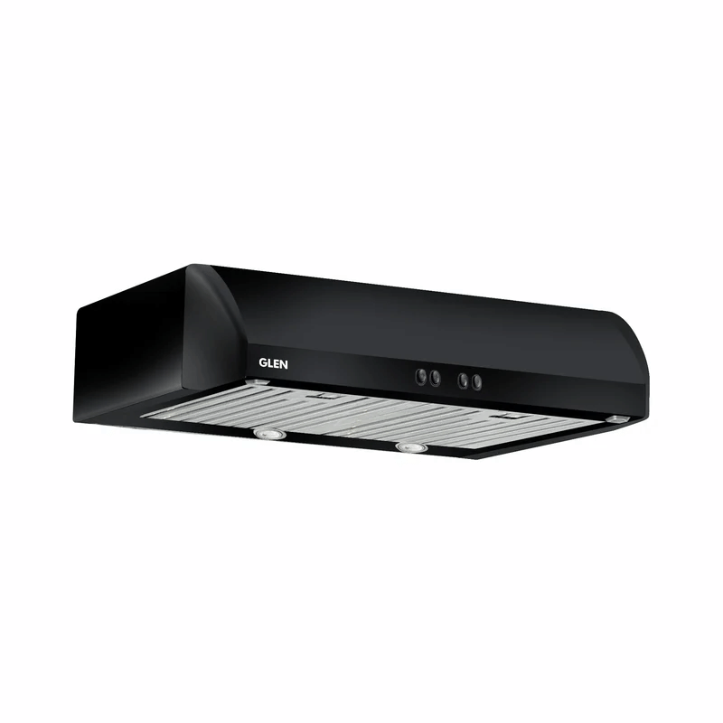 GLEN Cooker Hood 6014 SS 60 PB BF LTW - Straight Line Kitchen Chimney Push Button Baffle filters 60cm 1000 m³/h - Black (6014)