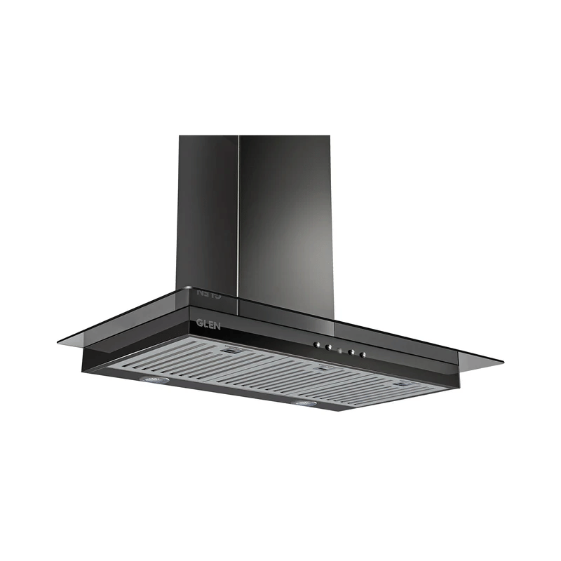 GLEN Cooker Hood 6062 BLK 90cm 1000m3 BF LTW - Designer Electric Kitchen Chimney Push Button Control 90cm 1000 m3/h - Black (6062 90 BL)