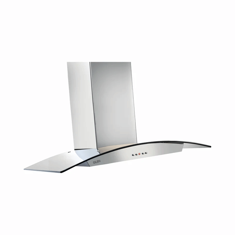 Cooker Hood 6071 SS 90cm 1250m3 BF LTW - Kitchen Chimney Curved Glass, Push Buttons Baffle filter 90cm 1250 m3/h -Silver (6071 DX 90)