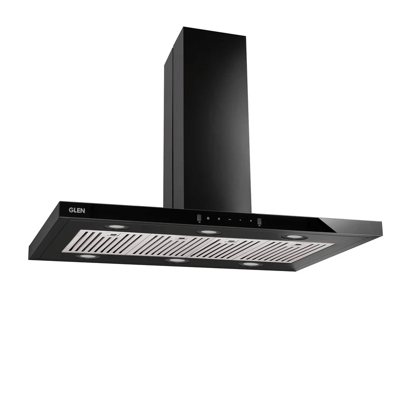 GLEN Cooker Hood 6052 MS BL Island 120 1250 - Island Kitchen Chimney Motion Sensor Italian Motor Baffle filters 90/120cm 1250 m3/h (6052 MS IS BL)