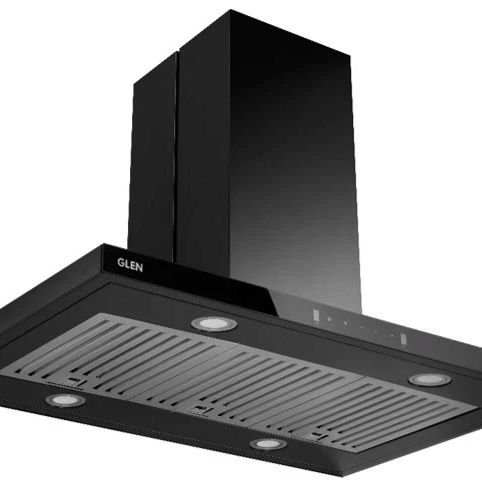 GLEN Cooker Hood 6052 MS BL Island 90 1250 - Island Kitchen Chimney Motion Sensor Italian Motor Baffle filters 90 1250 m3/h (6052 MS IS BL)
