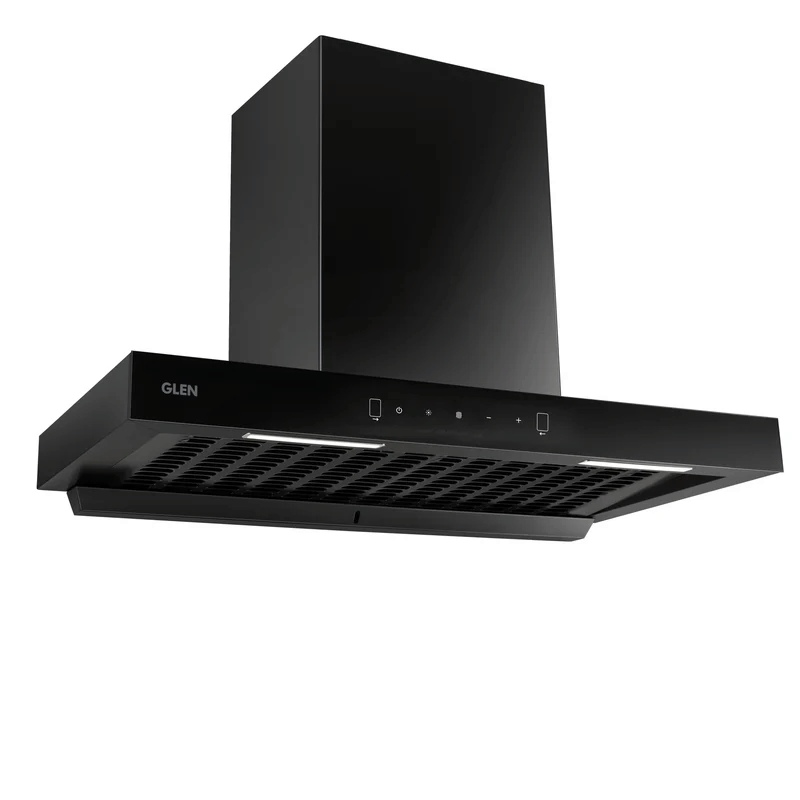 GLEN Cooker Hood 6052 BL AC 90cm 1200M3 - Auto Clean Filterless Chimney with Motion Sensor, 60/76/90cm 1200 m3/h - Black (6052 BL MS AC)